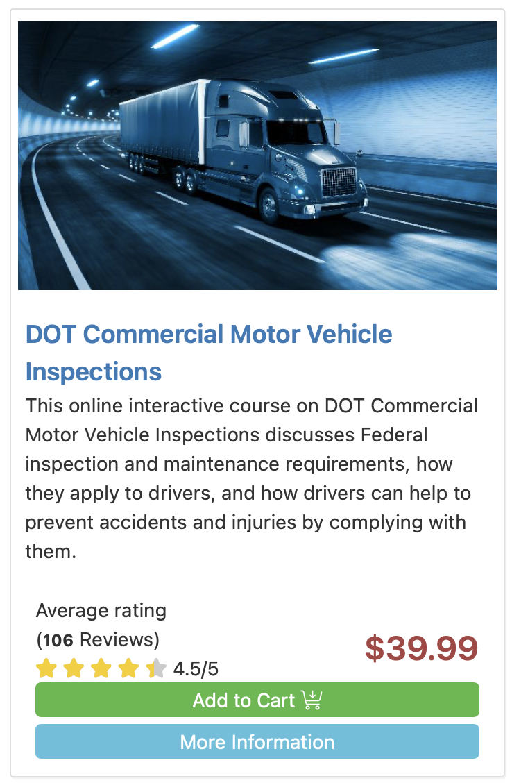 DOT Commerical Vehicle Inspections